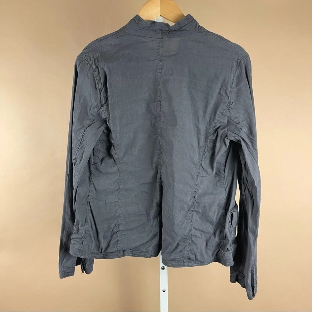 Eileen Fisher Blazer Women's Small Grey Linen Cardigan Front Pockets Stretch